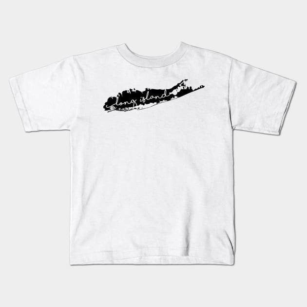 Long Island Map Outline Kids T-Shirt by emilystp23